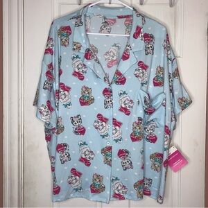 WAY TO CELEBRATE Valentine’s 2pc Pajamas Set Kitties Blue Top and Shorts 3X NWT